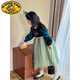 G.duck Frozen Anna Princess Dress Autumn Girls Velvet Mesh Dress Little Girl Birthday Dress Trendy Peacock Green Plus Velvet Style 120 cm