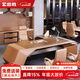 Zhongsheng Office Furniture High-end Modern Fashion Italian Light Luxury Desk President Boss Desk Executive Desk Solid Wood Saddle Leather Chairman 3.2 Meter Boss Desk Left Side Cabinet Regular