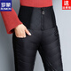 ROMON down pants for women to wear high waist thickened white duck down slimming double-sided warm winter Korean style pencil pants for women black 4XL 136-155Jin Jin is equal to 0.5kg waist circumference 82-97