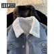 JEEP SPIRIT Jeep velvet denim jacket men's spring, autumn and winter workwear cotton coat men's winter thickened warm jacket cotton coat large JK3009J blue hooded velvet, warm whole body thickened 3XL 150~170Jin Jin equals 0.5 kg can be worn
