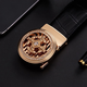 LISM Light Luxury High-end Men's 2025 Belt Men's Fashion Automatic Buckle Genuine Leather Design Belt Fashionable and Versatile Gold 115cm