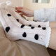 Aoyanlai miu wave dot socks women's summer mesh thin mid-tube cotton socks white