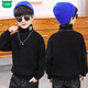 Wooden house children's clothing children's sweater all-in-one velvet turtleneck boys' sweater plus velvet thickened winter new medium and large children's bottoming shirt trendy black 100 recommended height 90-100