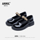 ANNIL Girls Princess Shoes Black Small Leather Shoes 2026 New Spring Children's Shoes Lightweight Mary Jane Shoes Black 29
