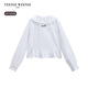 Teenie Weenie Kids 26 years new style girls cotton lady lace lapel long-sleeved shirt off-white 150 cm