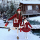 Wooden house parent-child clothing New Year 2026 new trendy family of three or four Year of the Horse red New Year clothes festive thickened sweater trendy red 80 cm