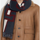 COACH new thick wool men's fashion scarf shawl official flagship authentic B678 red and blue color matching