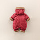 G.duck little yellow duck children's clothing baby New Year's clothing plus velvet and thickening warm winter clothing newborn one-piece harem one-year-old romper red 73cm