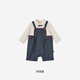 YEEHOO shopping mall same style newborn clothes for boys, handsome little prince imitation denim harem crawling clothes, dark sapphire blue 66cm