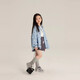 Children's shirts 2025 spring and autumn new style girls Korean style sweet all-over printed bow shirts baby tops and jackets trendy blue 170