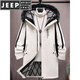 JEEP SPIRIT парка средней длины с меховым воротником для мужчин осенне-зимняя бархатная утолщенная куртка с капюшоном хлопковая зимняя ветровка 6687 черный съемный меховой воротник 4XL