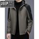 JEEP SPIRIT Lightweight Hooded Down Jacket Men's 2025 Winter Cold Warm Business Casual Color Block Winter Jacket Khaki 2XL 185