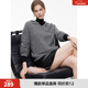 ELLE Zhu Xudan same style cashmere hooded sweater for women 2025 autumn new lazy pullover sweater dark gray M