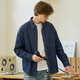 TonLion 2026 spring new men's denim long-sleeved shirt lapel cardigan jacket simple American style commuting style