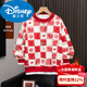 Disney boys' red sweatshirt autumn and winter new style children's natal plus velvet Year of the Horse New Year winter thickened New Year's greetings suit New Year cotton coat red plus velvet thickened version 130 cm
