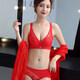 Modal lace red underwear set for women with small breasts, sexy latex thick and thin cups, no rims, red animal year bra 21815 An suit gray blue 75B 34