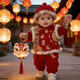 Hongyile baby clothes, winter clothes, one-year-old dress, baby winter jumpsuit, Chinese style New Year's greeting suit, full moon and 100th day New Year's wear, safe and happy thickened jumpsuit + vest (without hood) 100cm 15-18 months 25-28Jin Jin equals 0.5 kg