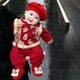 Purunderwear 100% Cotton Era Baby Vest Two-piece Set Chinese Style Festive Outing Warm One-piece Harness Boy Baby New Year Greetings Peace and Joy Two-piece Harness Set_ Hats and socks not included 66cm
