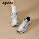 Augushiden thick-soled dad shoes for women 2026 spring new style simple versatile comfortable heightening slim mesh sports casual shoes W261156 silver black 36