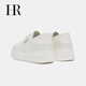 HR Helena women's shoes 2025 winter new thick sole heightening casual white shoes round toe laces comfortable and versatile white 35