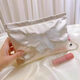 Shijanu ins small fresh embroidered bow cosmetic bag, portable and large-capacity liner bag storage bag embroidered bow glitter powder (medium size)