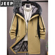 JEEP SPIRIT парка средней длины с меховым воротником для мужчин осенне-зимняя бархатная утолщенная куртка с капюшоном хлопковая зимняя ветровка 6687 черный съемный меховой воротник 4XL