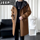 JEEP SPIRIT British mid-length windbreaker for boys in autumn and winter plus velvet and thickened winter and autumn hooded Korean coat large size jacket outer black spring and autumn M 90-110Jin Jin is equal to 0.5 kg
