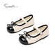 Snaffy children's leather shoes girls princess shoes Xiaoxiangfeng 2026 spring and autumn new style girls elegant soft sole shoes toffee white/black 27 foot length 16.8cm