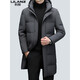 LILANZ down jacket men's mid-length 2025 winter new white duck down warm thickened business casual cold-proof jacket gray L 175 130-145Jin Jin equals 0.5 kg