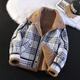 GENIUS international first-line brand plaid fur all-in-one jacket for men 2025 new winter warm plus velvet thickened jacket brown plaid M 90-115Jin Jin equals 0.5 kg