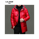 LILANZ winter men's cold-proof high-end down jacket for young and middle-aged people new medium and long business glossy thickened hooded jacket red yf59090 14XL (190)