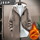JEEP SPIRIT2025 new winter and autumn windbreaker men's velvet thickened mid-length jacket coat slim and handsome men's top 8029 beige XL