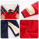 BORBOON B baby winter jumpsuit red festive one-year-old New Year's greetings suit for baby boy plus velvet thickened autumn and winter rompers plus velvet three-piece set 7223 red 66cm