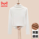 MiiOW high collar double-sided German velvet bottoming shirt for women, autumn and winter 2025 new thickened inner with brushed pile collar warm top, black turtleneck, thickened German velvet M