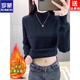 ROMON brand women's all-in-one velvet thickened bottoming sweater for women 26 autumn and winter new half turtleneck women's warm top black high quality quality assurance S recommended weight 90Jin Jin equals 0.5kg -105Jin Jin equals 0.5kg