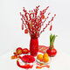 Jingdong Flowers New Year's Eve Red Silver Willow Cut Branches Home Decoration 10 Branches (50CM) Free Hanging Card + 2 Lanterns Directly from the Source