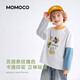 Mami Maka (MOMOCO) children's clothing boys' long-sleeved T-shirt 2026 spring style medium and large children's trendy fashion T-shirt white 90