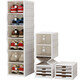 Wenli Folding Shoe Box Installation-free Transparent Storage Box Shoes All-in-One Shoe Cabinet Shoe Rack Sneaker Artifact Double Row Double Door-9 Layers-18 Pairs of Shoes Magnetic Opening_Lid_Place 48 Sizes AJ 33.5x26.5x55.5cm