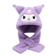 Disney Sanrio Kurome Children's Hat Girls Scarf Integrated Neck Protector Hat Autumn and Winter Warm and Cold Protection Girls Plush Hat 4-13 Years Old Cartoon Two-piece Set Kurome