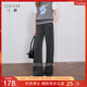Sancai 2025 new winter high-waisted casual pants, glutinous rice velvet straight pants and velvet warm trousers M