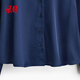 H&M women's shirt 2026 spring new style V-neck style inner fashion glossy satin shirt 0939703 dark blue XL 175/116