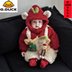 G.duck baby New Year's greetings winter baby boy's quilted and thickened super cute jumpsuit Christmas suit for going out and festive clothes cute red jumpsuit (including chest doll) 66cm