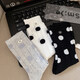 Aoyanlai miu wave dot socks women's summer mesh thin mid-tube cotton socks white