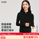 VVC bottoming shirt for women in autumn and winter with half-zip slim fit and polar fleece cotton-feel stretch thermal jacket inside, starry sky black L