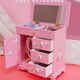 Fantasy Pink Castle Cartoon Wooden Jewelry Box Girl Jewelry Box Hairpin Storage Princess Tiara Drawer Cosmetic Box Kaicat Cat Three Drawers and One Door