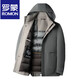 ROMON 90% goose down high-end men's removable hood down jacket winter waterproof and warm business jacket for young and middle-aged men with removable liner navy blue 3XL 190 165-175Jin Jin is equal to 0.5 kg
