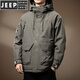 JEEP SPIRIT new 90 duck down outdoor workwear down jacket men's autumn and winter loose thickened warm hooded jacket men's gray green M suitable for 110-130Jin Jin equals 0.5 kg
