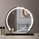 German high-definition LED vanity mirror with light vanity mirror desktop smart home simple master bedroom Internet celebrity white 40 diameter (plug-in) rotating model_ upgraded voice control + touch dual-use switch