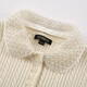 Scofield wool-containing women's retro cable short-sleeved knitted beaded lapel 2026 spring new arrival ivory white S 160