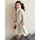Disney girls' fur and velvet suit winter new style children's huge and good-looking winter clothes for babies, fashionable two-piece set for the New Year, cotton style pleated wide-leg pants 90 cm